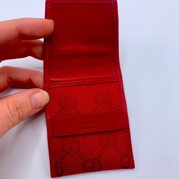 Gucci Pouch Red GG Canvas and Leather - Picture 4 of 5